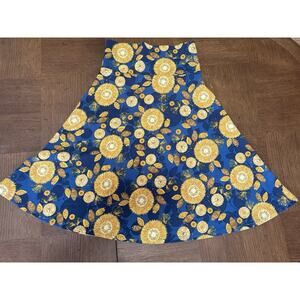 Lularoe Women's Blue And Yellow Azure Floral A Line Skirt Size M